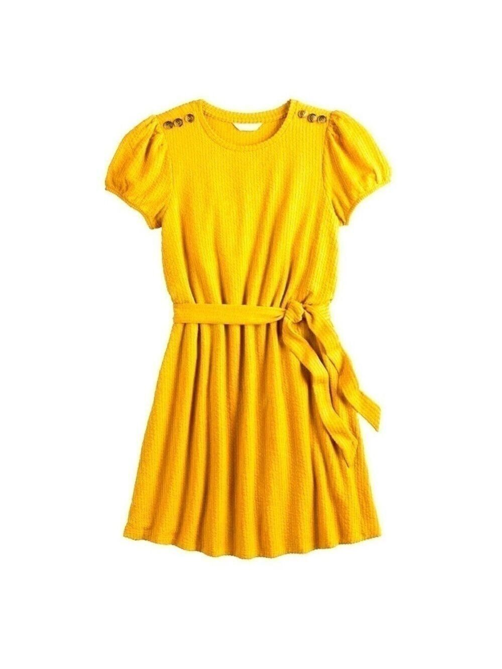 LC Cottagecore soft knit belted Preppy Mini Dress in Imperial Yellow size XS